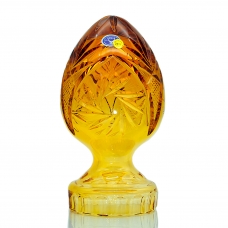 Хрустальное Пасхальное яйцо на подставке 04 янтарное